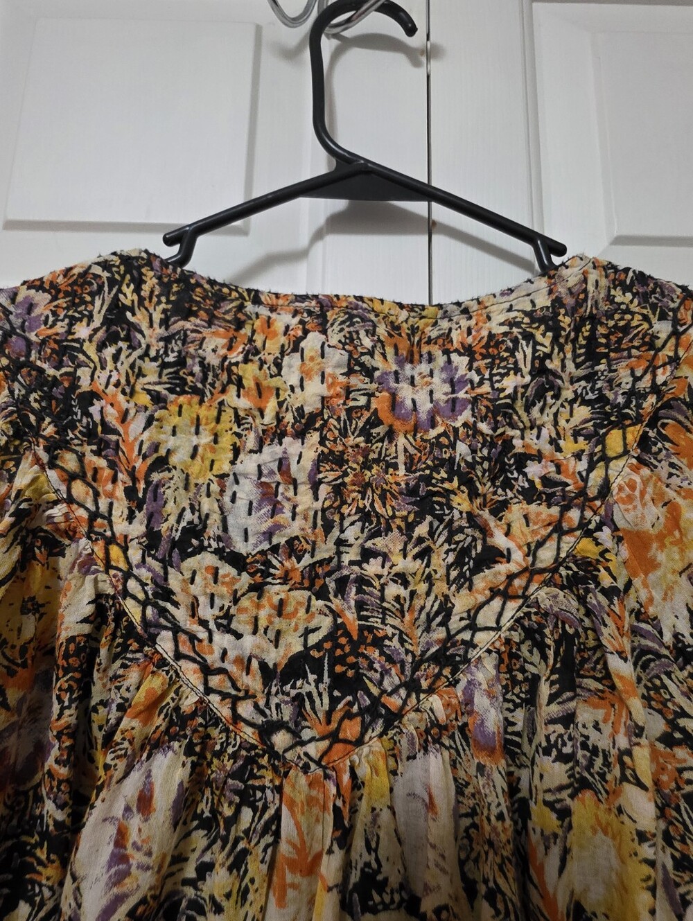 Free People We The Free Cool Meadow Printed Boho floral Top small Oversized - Picture 5 of 10